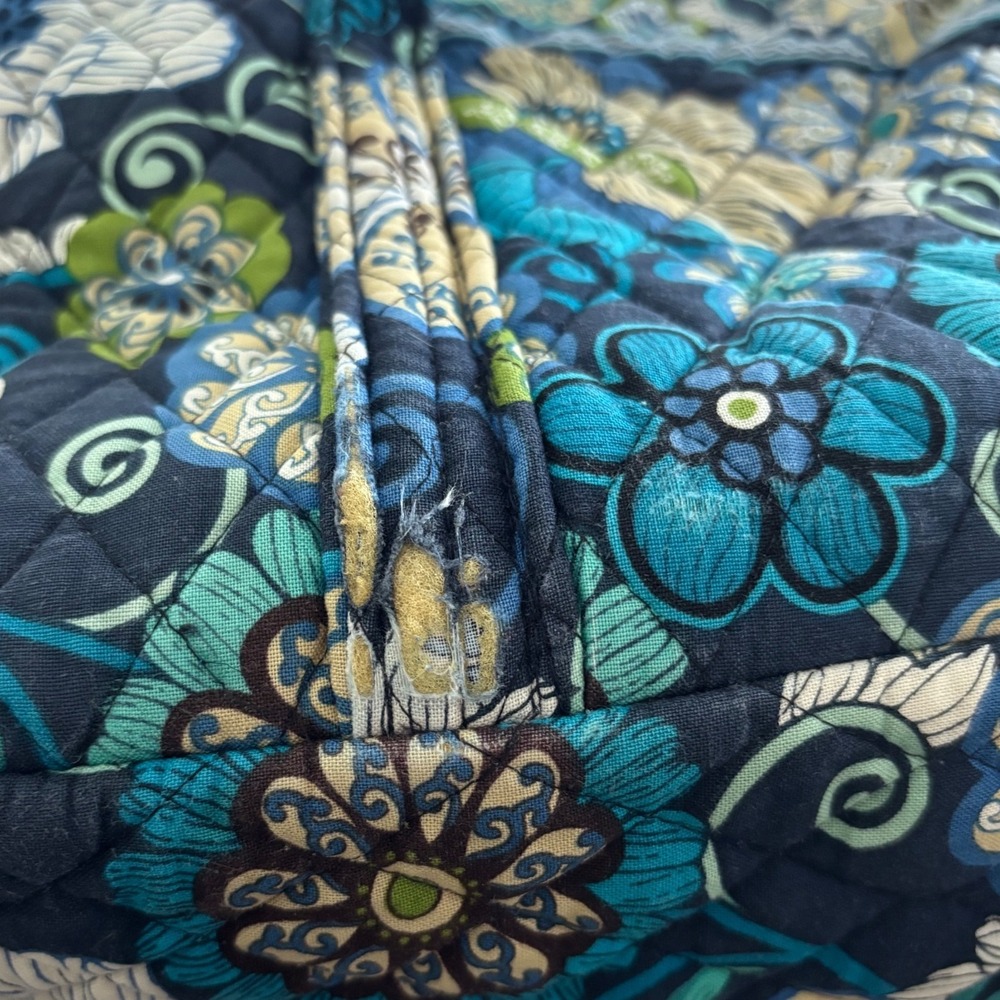 Vera Bradley Small Tote Bag Mod Blue Floral Quilted Cotton Retired Pattern - Picture 8 of 8